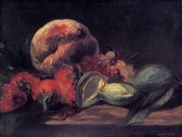  Peach Art - Almonds currants and peaches Eduard Manet Impressionism still life